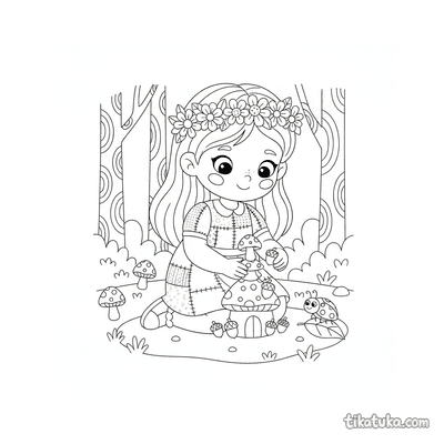 Girl Building a Fairy House