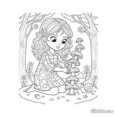 Girl Building a Mushroom Tower