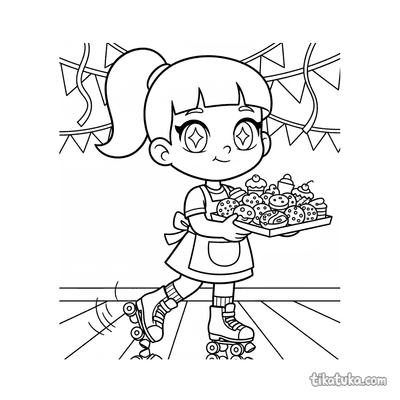 Girl on Roller Skates with Treats