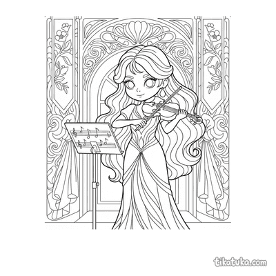 Girl Playing Violin in Festive Hall