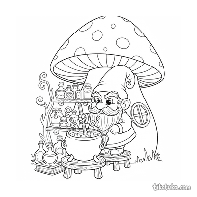 Gnome Alchemist Brewing Potion