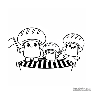 Grilled Mushroom Family Waving