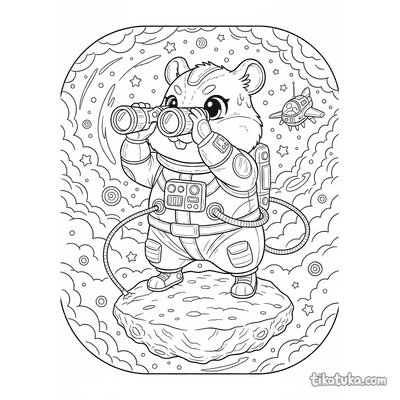 Hamster in Spacesuit with Binoculars