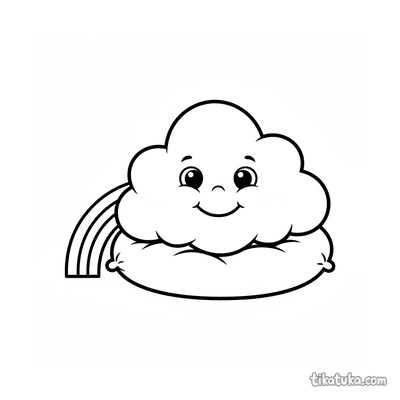 Happy Cloud with Rainbow on Pillow