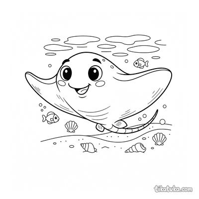 Happy Stingray Gliding Over Sand