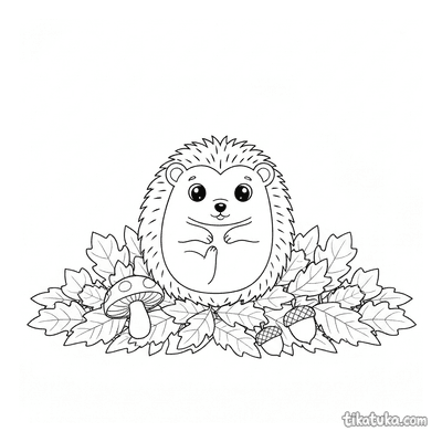 Hedgehog in a Pile of Leaves