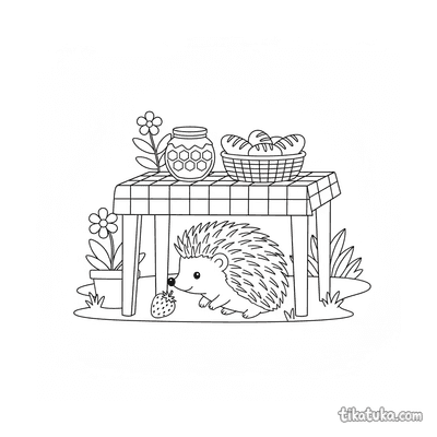 Hedgehog Under the Veranda Table