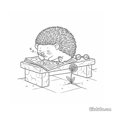 Hedgehog Napping on Newspaper