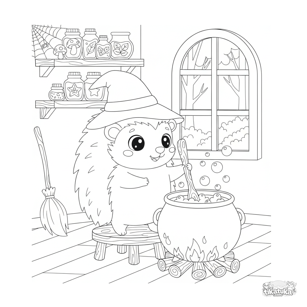 Hedgehog Helper in Little Witch Cottage