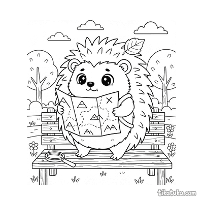 Hedgehog with Backpack and Map