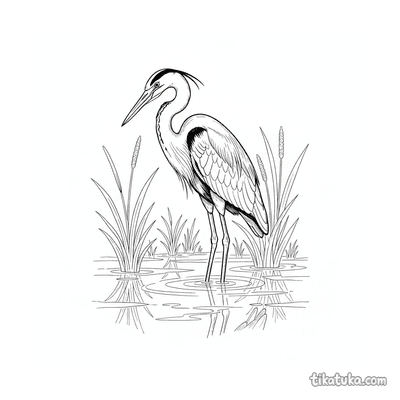 Heron Standing in Shallow Water