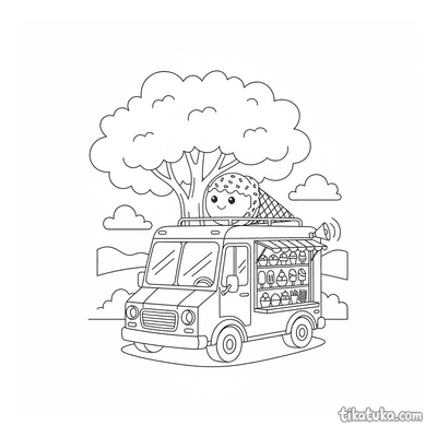 Ice Cream Truck with Smiling Cone