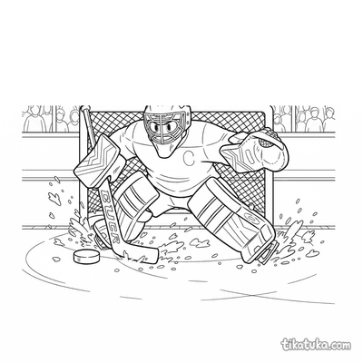Ice Hockey Goalie Making a Save