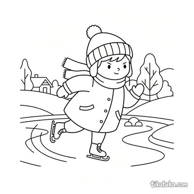 Ice Skater Racing on a Frozen Pond