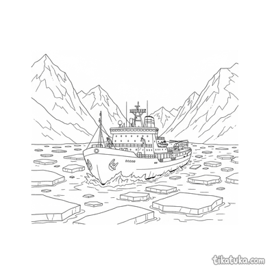 Icebreaker Ship in Fjord