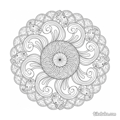 Intricate Ocean Wave Mandala