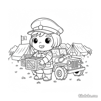 Jeep Driver Unloading Crates