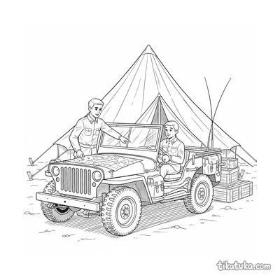 Jeep with Commander at Briefing