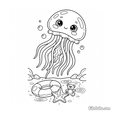 Jellyfish Drifting Over Pool Toys