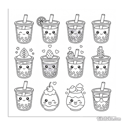 Kawaii Boba Drinks Sticker Sheet