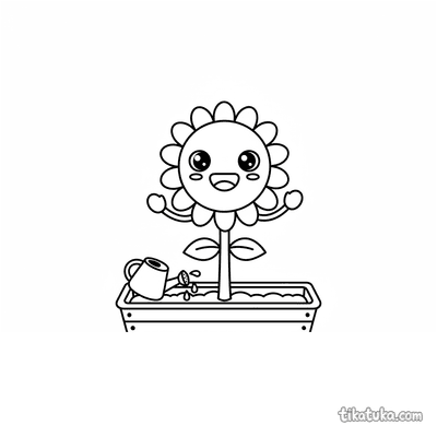 Kawaii Sunflower with Face