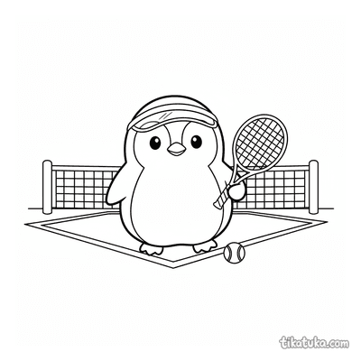Penguin with Tennis Racket