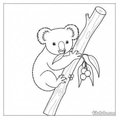 Koala on a Eucalyptus Branch