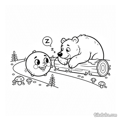 Kolobok Rolling Past a Sleeping Bear