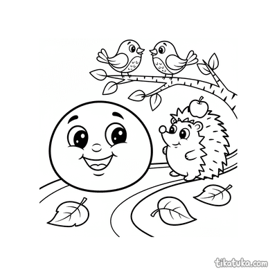 Kolobok Rolling Past a Hedgehog