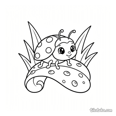 Ladybug on a Curled Leaf