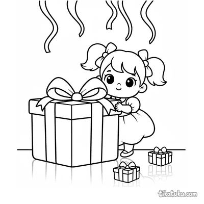 Girl Hiding Behind Big Present