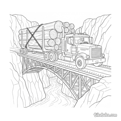 Logging Truck on Bridge