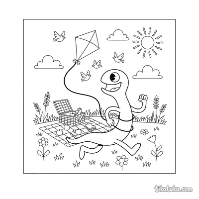 Long Monster Flying a Kite