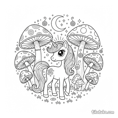 Magical Pony in a Mushroom Ring