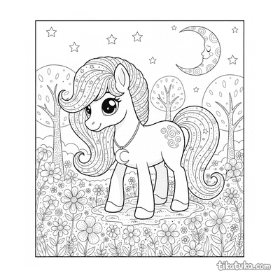 Magical Pony in Flower Meadow