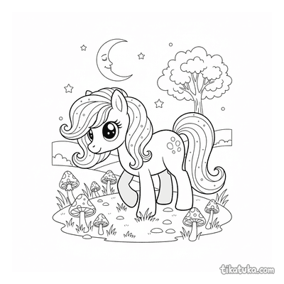 Magical Pony in Moonlit Meadow