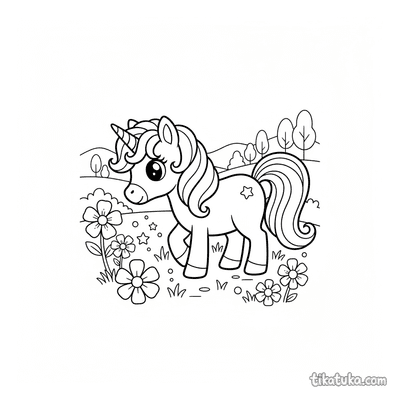 Magical Unicorn Pony in Meadow