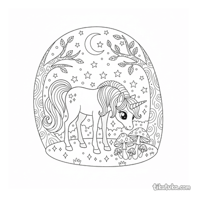 Unicorn Pony in Moonlit Glade