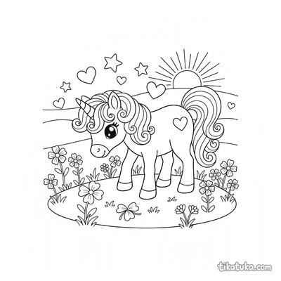 Unicorn Pony in Rainbow Meadow