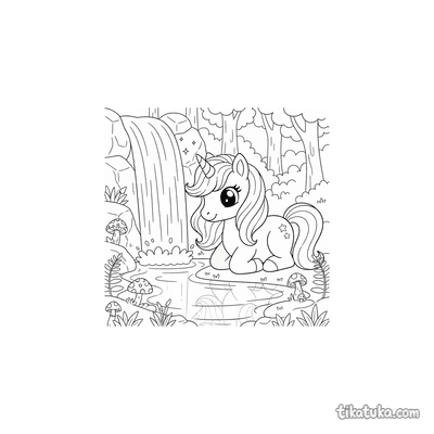 Unicorn by Waterfall
