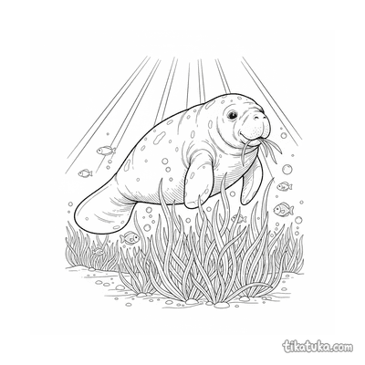 Manatee Grazing on Seagrass