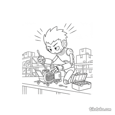Robot Mechanic Fixing Drone