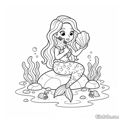 Mermaid Princess with Shell Mirror