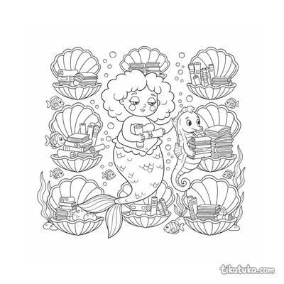 Mermaid Princess in Shell Library