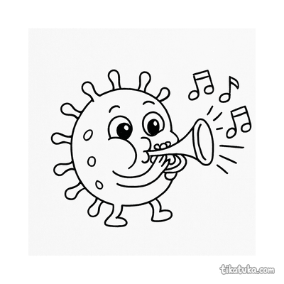 Microbe Musician Playing a Trumpet