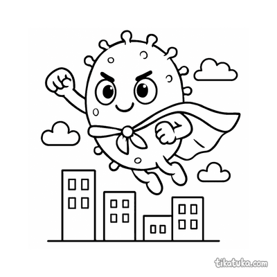 Microbe Superhero Flying with Cape