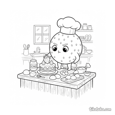 Mochi Chef Decorating Cake