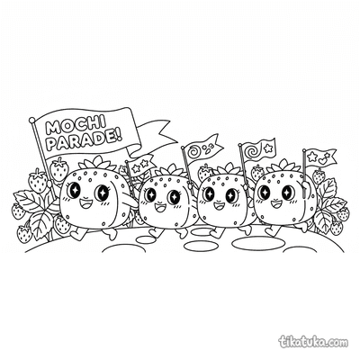 Mochi Parade with Strawberry Banner