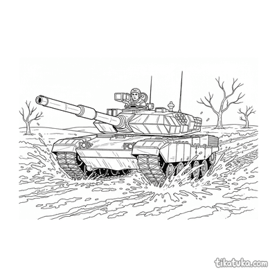 Modern Tank in a Muddy Field