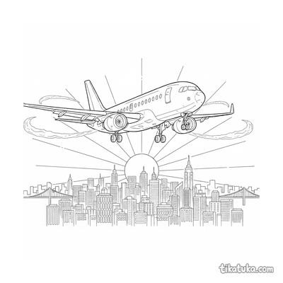 Airliner Landing Over City
